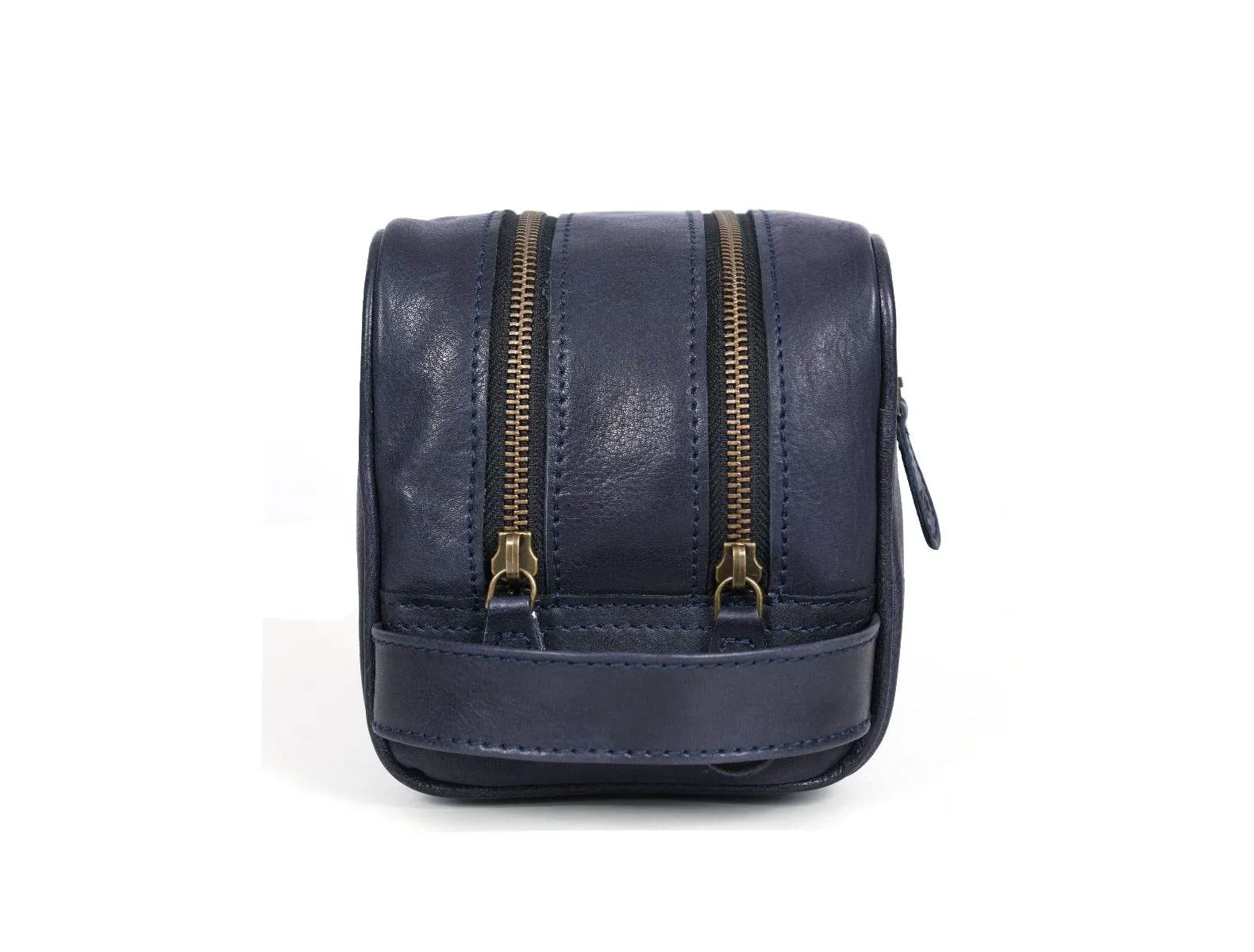 Tampa Leather Toiletry Bag - Navy Blue