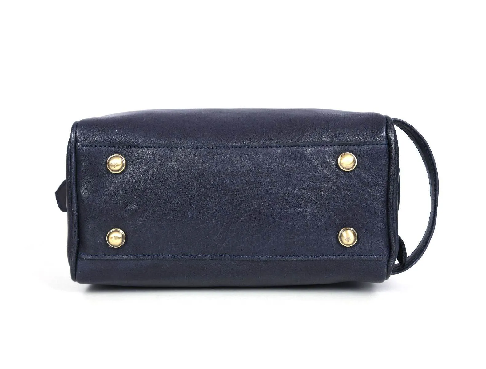 Tampa Leather Toiletry Bag - Navy Blue