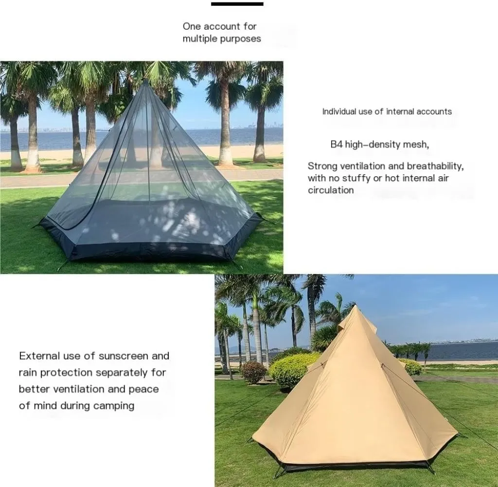 Tent 3-4 Person Family Outdoor Tent Double-Layer Breathable Rainproof Peaked Camping Tent Camping Equipment Outdoor Tent