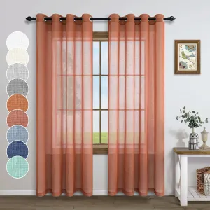 Terracotta Curtains 84 Inches Long for Living Room 2 Panels Grommet Faux Linen Drapes Light Filtering Semi Sheer Rust Curtain for Bedroom Baby Girls Room Decor Burnt Orange Red Brown 84 Length Urban