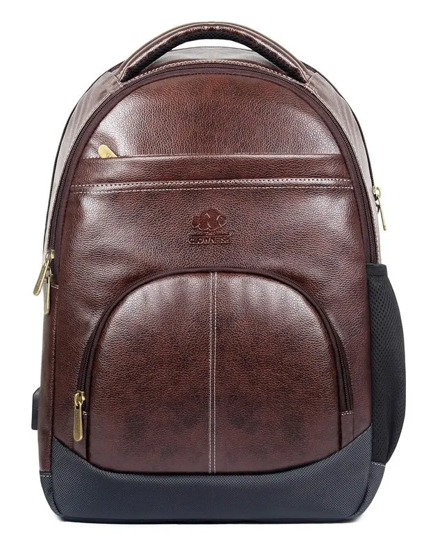 THE CLOWNFISH Fredrick 27 liters Faux Leather Mature Laptop Backpack for Men and Women for 15.6 Inch Laptops (Tan)