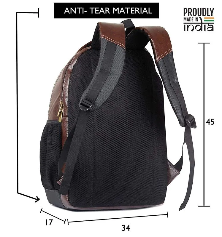 THE CLOWNFISH Fredrick 27 liters Faux Leather Mature Laptop Backpack for Men and Women for 15.6 Inch Laptops (Tan)