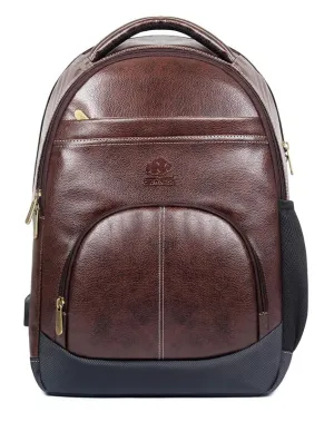 THE CLOWNFISH Fredrick 27 liters Faux Leather Mature Laptop Backpack for Men and Women for 15.6 Inch Laptops (Tan)