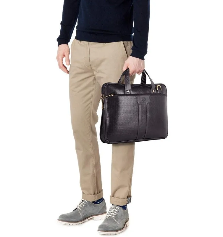 THE CLOWNFISH Richard Series Laptop Briefcase - Vegan Leather, Spacious | Adjustable Shoulder Strap | 14 inch | Black
