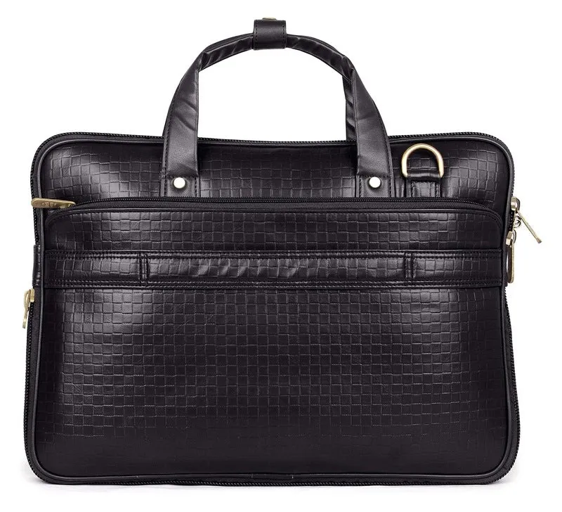 THE CLOWNFISH Richard Series Laptop Briefcase - Vegan Leather, Spacious | Adjustable Shoulder Strap | 14 inch | Black