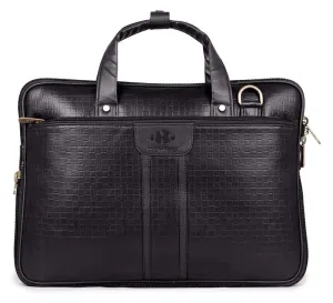 THE CLOWNFISH Richard Series Laptop Briefcase - Vegan Leather, Spacious | Adjustable Shoulder Strap | 14 inch | Black