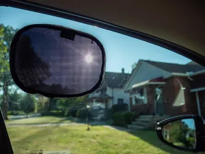 The Glare Patch - The Original Miniature Static Cling Window Shade. Pack of 2! Sun Shade for Your Side Window and Light Glare
