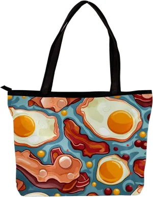 The Tote Bag For Women,Purses For Women,Handbags For Women,Breakfast Bacon and Eggs Handbags