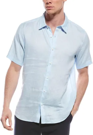 Theory Men's Irving Short Sleeve Oe in Relaxed Linen