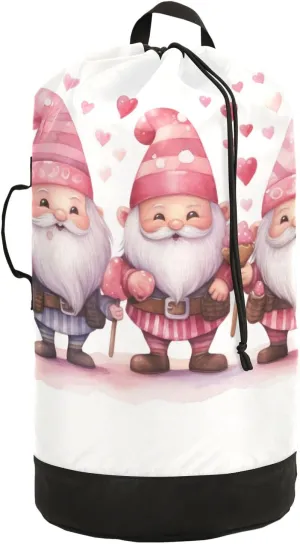 Three Pink Dwarfs Laundry Backpack Bag with Drawstring Closure Waterproof Laundry Bag Laundry Hamper Clothes Storage for Travel Laundromat Apartment