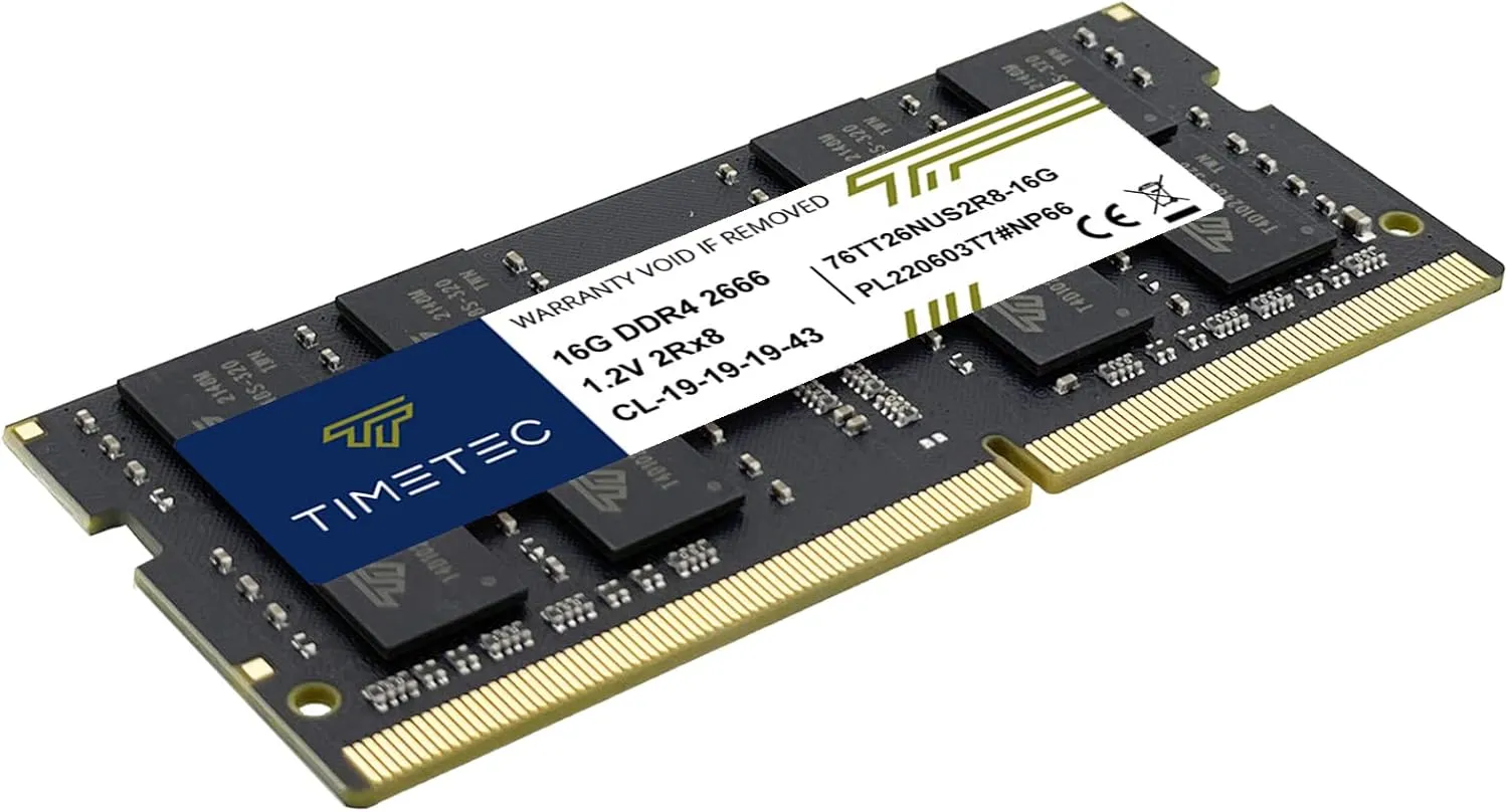 Timetec 32GB KIT(2x16GB) DDR4 2666MHz (DDR4-2666) PC4-21300 (PC4-2666V) Non-ECC Unbuffered 1.2V CL19 2Rx8 Dual Rank 260 Pin SODIMM Laptop Notebook PC Computer Memory RAM Module Upgrade
