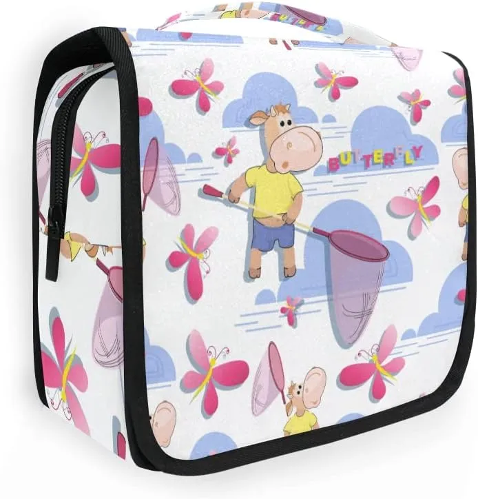 Toiletry Bag Cute Calf Catch Butterflies Hanging Travel Toiletry Bag Dopp Kit Shaving Bag Toiletry Organizer Makeup Cosmetic Bag For Women Men