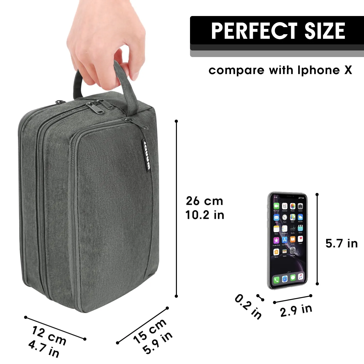 Toiletry Bag for Men Hanging Dopp Kit Water Resistant Shaving Bag Small Toiletry Bag for Traveling (Denim Pure Grey)