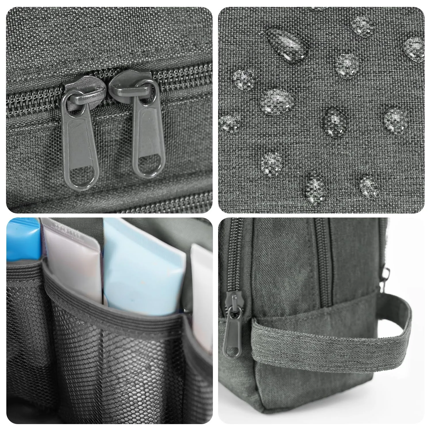 Toiletry Bag for Men Hanging Dopp Kit Water Resistant Shaving Bag Small Toiletry Bag for Traveling (Denim Pure Grey)