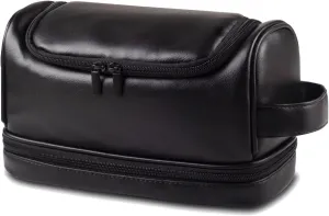 Toiletry Bag for Men Leather Travel Organizer Shaving Dopp Kit with hanging hook, Large Water-resistant Toiletries Bathroom Shaving Bags for Women