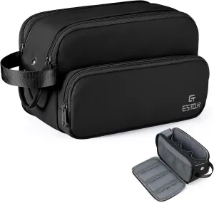 Toiletry Bag for Men, Travel Toiletry Bag Travel Essentials, Dopp Kit Water-resistant Shaving Bag, Bathroom Bag Toiletries Organizer, Black(Upgraded Polyster)