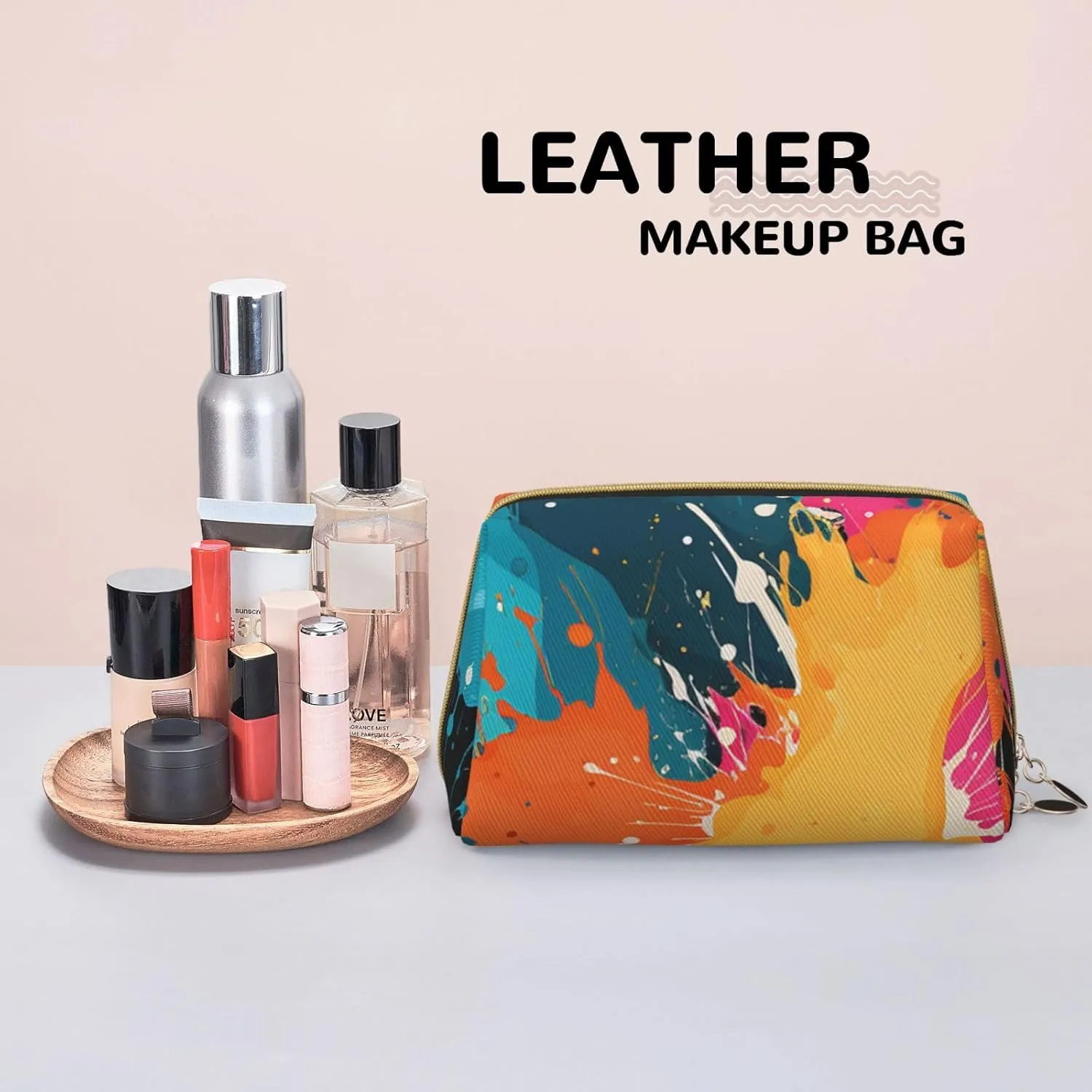Toiletry Bag for Women Men Dopp Kit Travel Makeup Bag Color Splash Pattern Make Up Organizers Cosmetic Bag