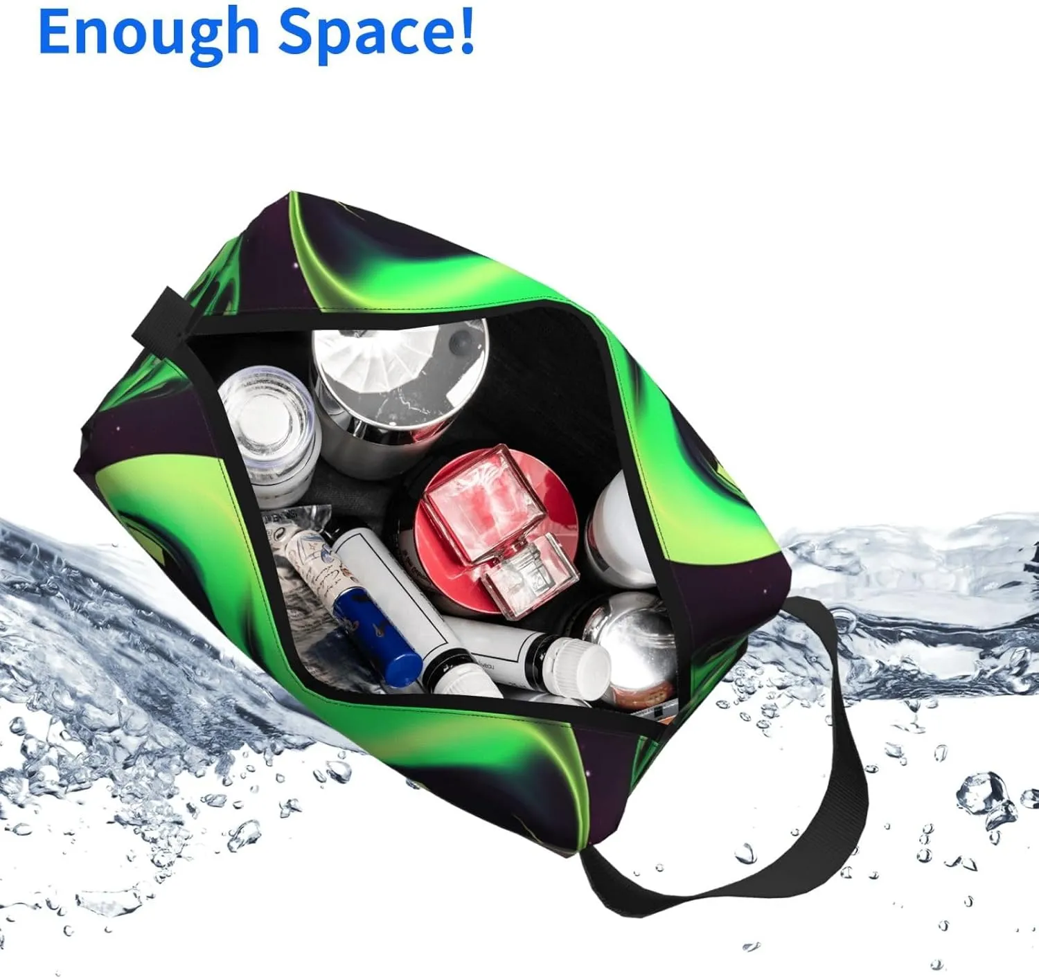 Toiletry Bag for Women Men Dopp Kit Travel Makeup Bag Make Up Organizers Cosmetic Bag Green Alien Hanging Toiletry Bag Shaving Bag with Large Capacity for Travel