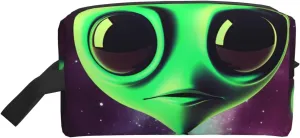 Toiletry Bag for Women Men Dopp Kit Travel Makeup Bag Make Up Organizers Cosmetic Bag Green Alien Hanging Toiletry Bag Shaving Bag with Large Capacity for Travel