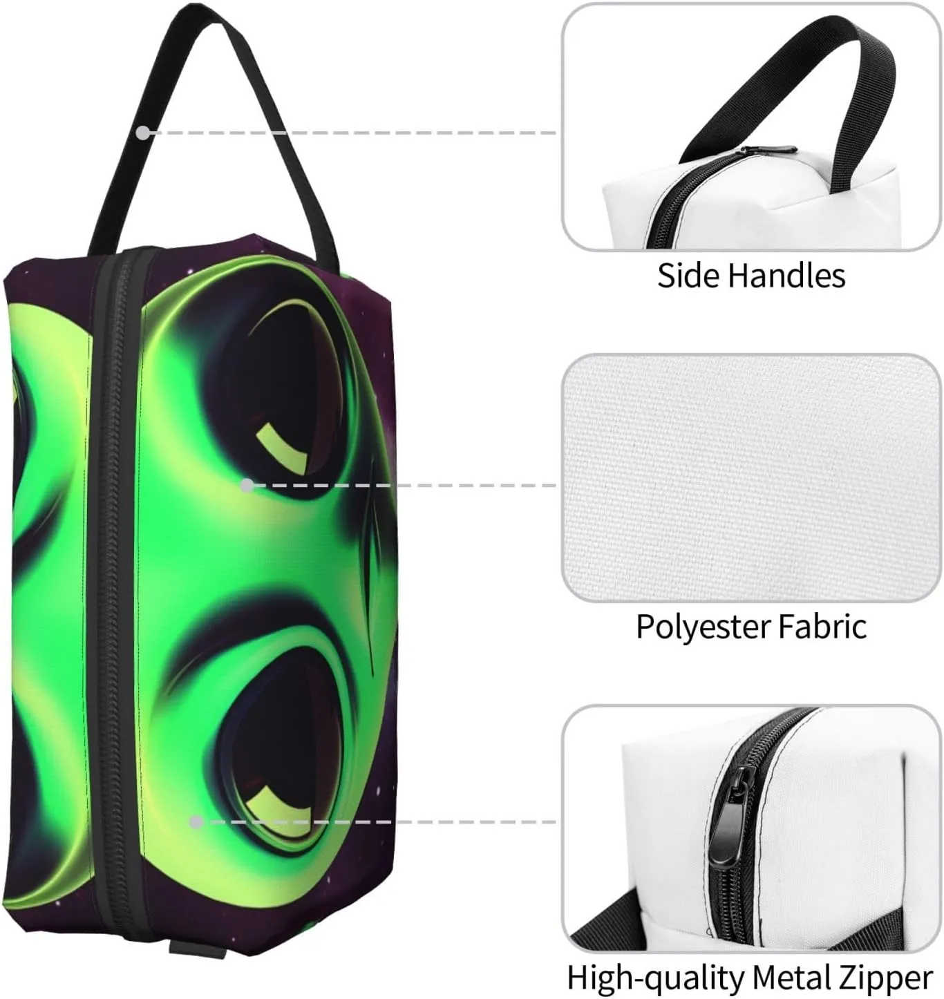 Toiletry Bag for Women Men Dopp Kit Travel Makeup Bag Make Up Organizers Cosmetic Bag Green Alien Hanging Toiletry Bag Shaving Bag with Large Capacity for Travel