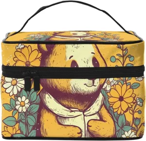 Toiletry Bag for Women Men Dopp Kit Travel Makeup Bag Make Up Organizers Cosmetic Bag Hand Drawn Flowers and Bears Hanging Toiletry Bag Shaving Bag with Large Capacity for Travel