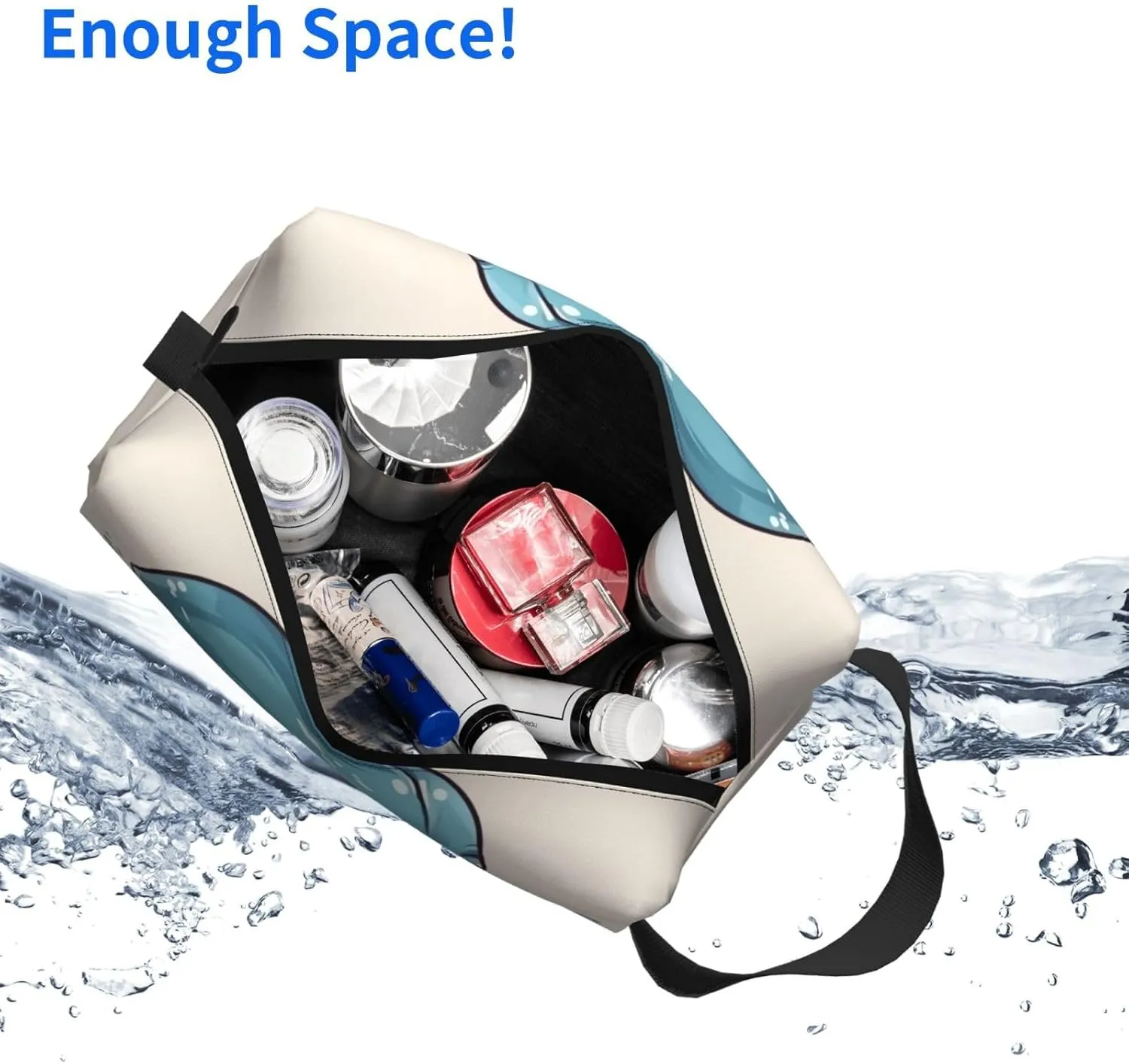 Toiletry Bag for Women Men Dopp Kit Travel Makeup Bag Make Up Organizers Cosmetic Bag Happy Dolphin Cartoon Hanging Toiletry Bag Shaving Bag with Large Capacity for Travel