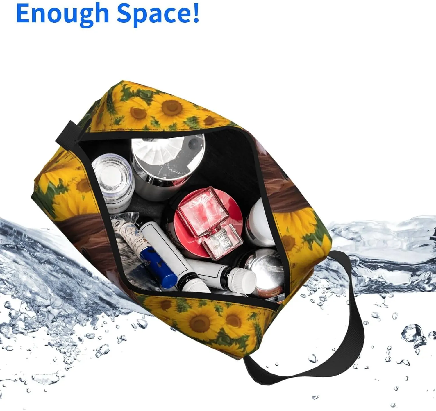 Toiletry Bag for Women Men Dopp Kit Travel Makeup Bag Make Up Organizers Cosmetic Bag Horse and Sunflower Hanging Toiletry Bag Shaving Bag with Large Capacity for Travel