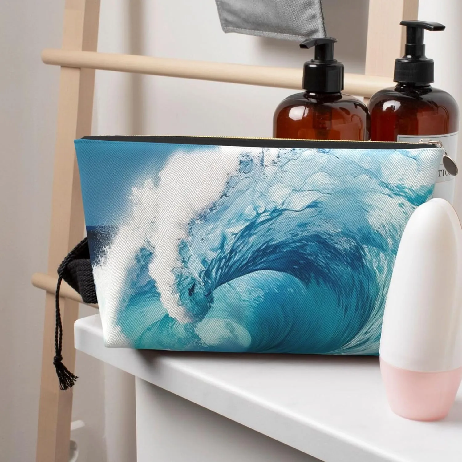 Toiletry Bag for Women Men Dopp Kit Travel Makeup Bag Ocean Wave Make Up Organizers Cosmetic Bag