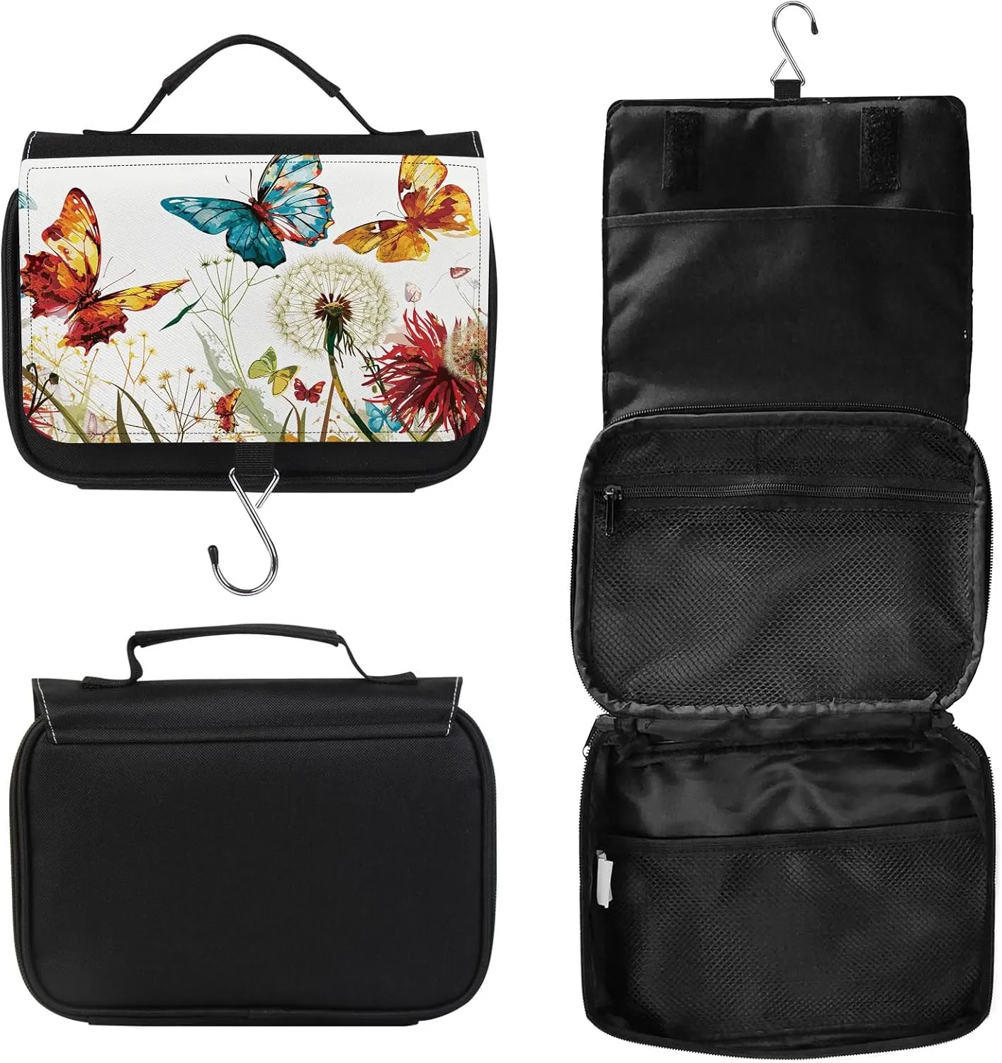 Toiletry Bag, Hanging Travel Bag for Toiletries, Makeup Cosmetic Bag Organizer, Carry-on Travel Accessories Essentials, Butterfly Dandelion