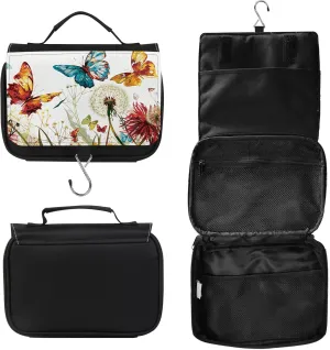 Toiletry Bag, Hanging Travel Bag for Toiletries, Makeup Cosmetic Bag Organizer, Carry-on Travel Accessories Essentials, Butterfly Dandelion