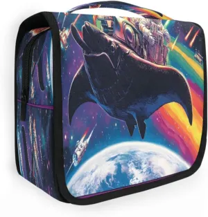Toiletry Bag Travel Bag with Hanging Hook, Angry Cat Wearing Gre Water-resistant Makeup Cosmetic Bag Travel Organizer for Accessories Shampoo Toiletries Trips Camping Bathroom