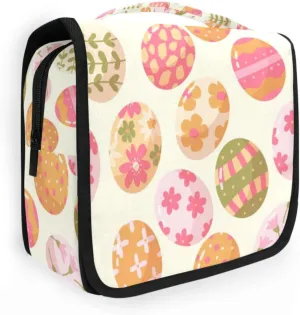 Toiletry Bag Travel Bag with Hanging Hook, Happy Easter Eggs Water-resistant Makeup Cosmetic Bag Travel Organizer for Accessories Shampoo Toiletries Trips Camping Bathroom