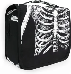 Toiletry Bag Travel Bag with Hanging Hook, Skeletal Figure Black Water-resistant Makeup Cosmetic Bag Travel Organizer for Accessories Shampoo Toiletries Trips Camping Bathroom