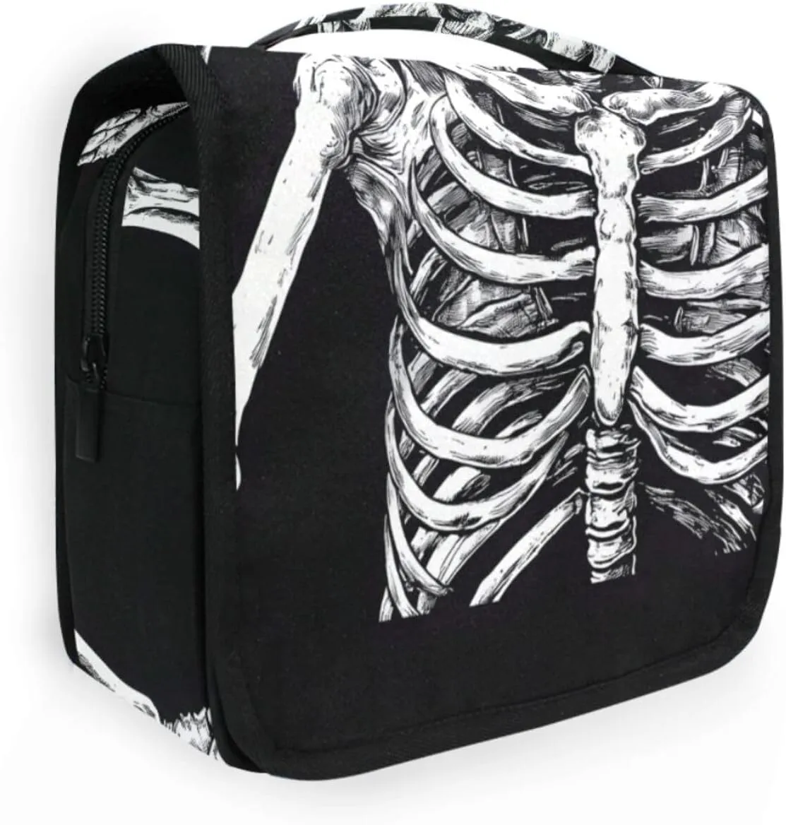 Toiletry Bag Travel Bag with Hanging Hook, Skeletal Figure Black Water-resistant Makeup Cosmetic Bag Travel Organizer for Accessories Shampoo Toiletries Trips Camping Bathroom