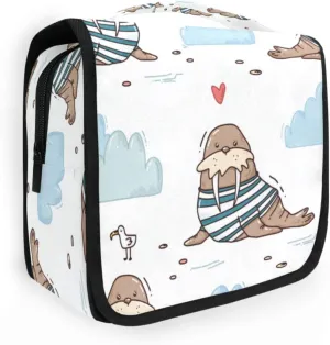 Toiletry Bag Travel Bag with Hanging Hook, Walrus and Seagull Water-resistant Makeup Cosmetic Bag Travel Organizer for Accessories Shampoo Toiletries Trips Camping Bathroom
