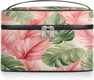 Toiletry Bags Palm Leaves Large Capacity Travel Makeup Organizer Case, Tropical Portable Toiletry Bag for Women Makeup Brush Bag Storage Bag