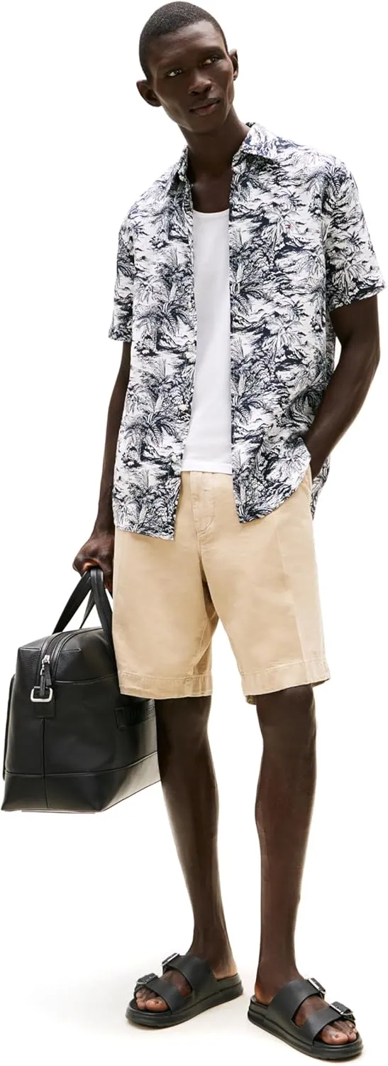 Tommy Hilfiger Men's Short Sleeve Casual Linen Button Down Shirts in Regular Fit