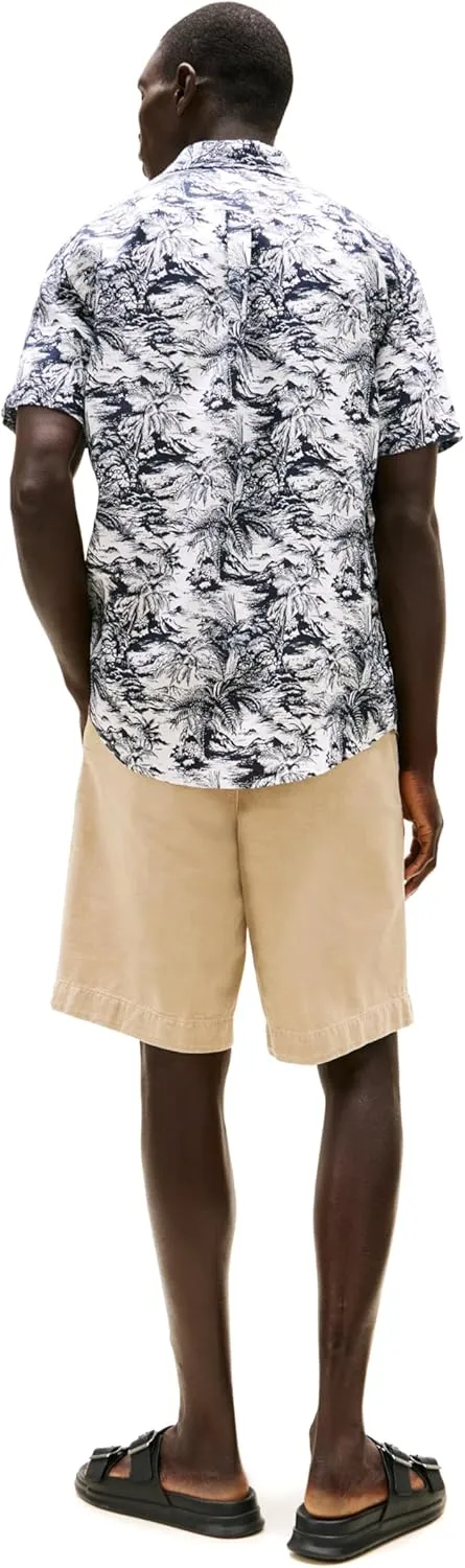Tommy Hilfiger Men's Short Sleeve Casual Linen Button Down Shirts in Regular Fit