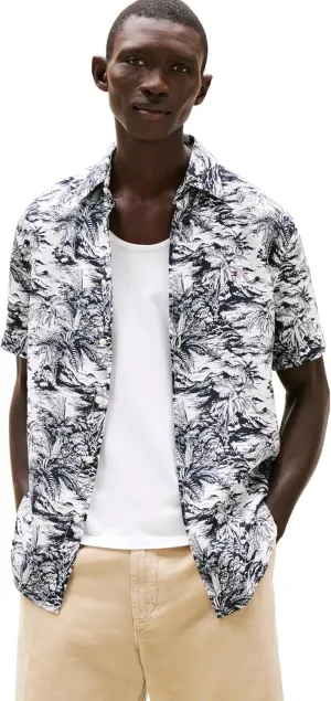 Tommy Hilfiger Men's Short Sleeve Casual Linen Button Down Shirts in Regular Fit