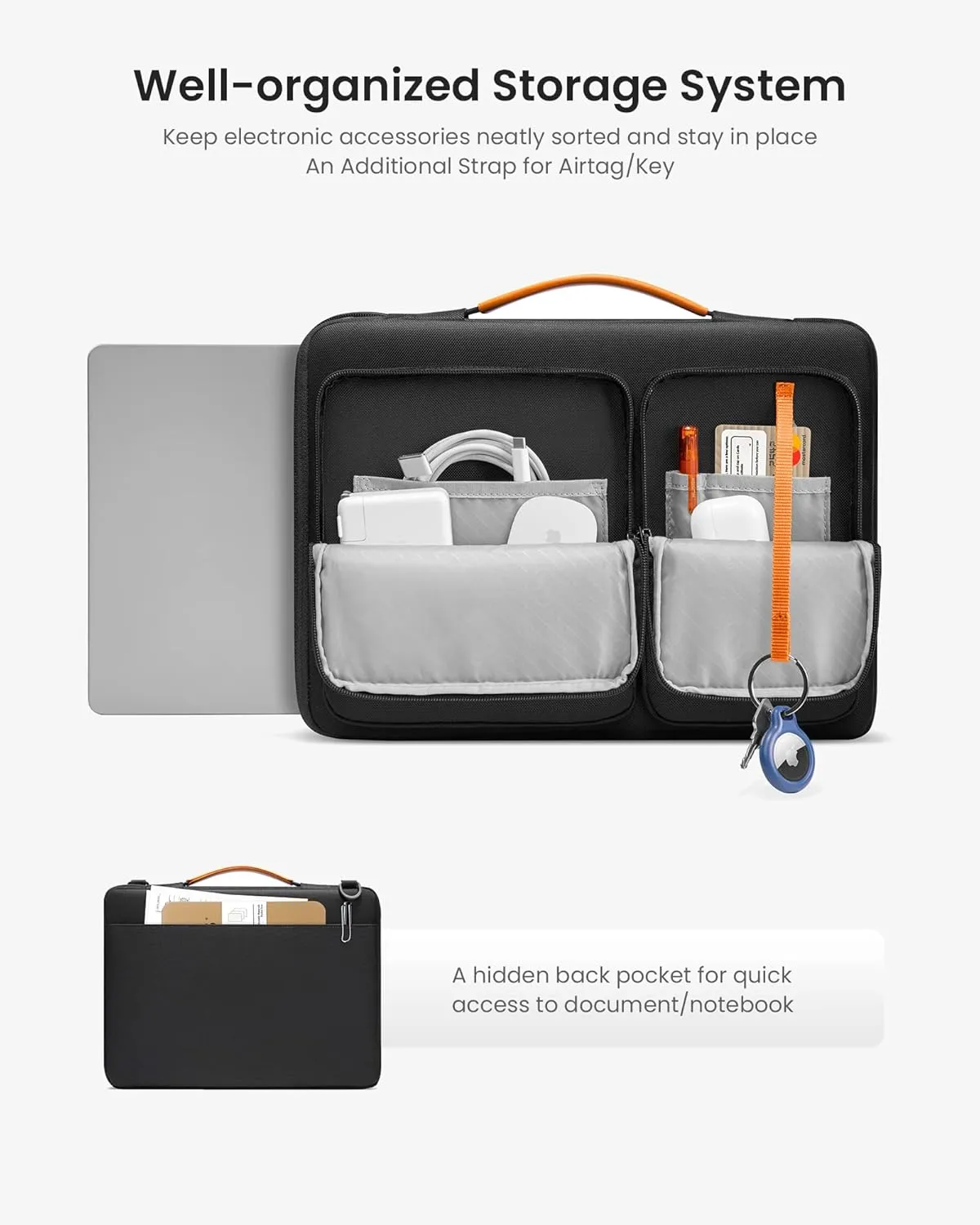 tomtoc 360 Protective Laptop Shoulder Bag for 13 Inch 2025 MacBook Air M4/A3240, M3/A3113, M2/A2681, M1/A2337, MacBook Pro M2/M1, 13-in Surface Pro 11th AI/10/9, Water-Resistant Accessory Case