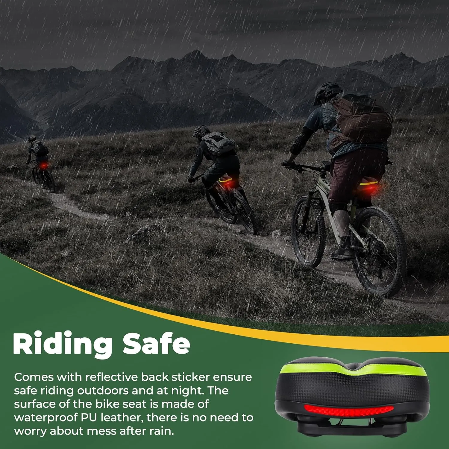 TONBUX Memory Foam Bike Seat Cushion for Men & Women - Waterproof Bicycle Saddle with Comfortable Faux Leather Cover, Universal Fit for Road, Hybrid, Commuter Bikes