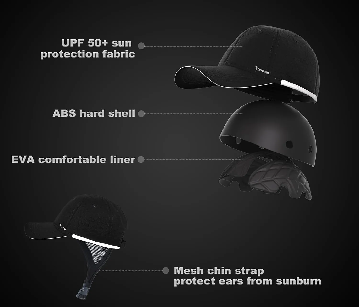 Tontron Wasumer Surf Cap with Hard Shell and Mesh Chin Straps for Surfing, SUP,Kayaking and Watersports