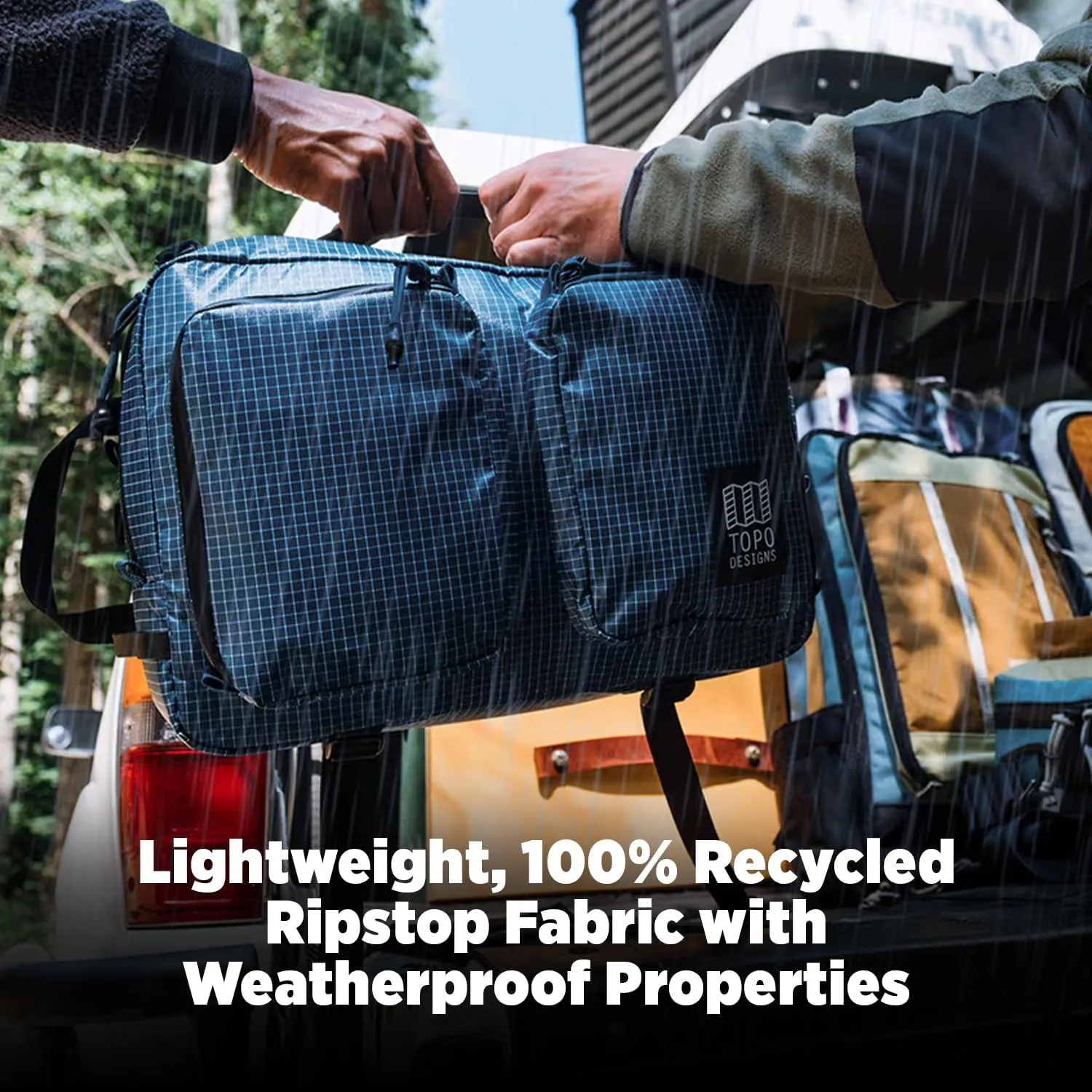 Topo Designs Apex Global Briefcase – Nylon Ripstop Fabric, Weatherproof Commuting Travel Pack with Oversized Zips, Made with 100% Recycled Materials (Black)