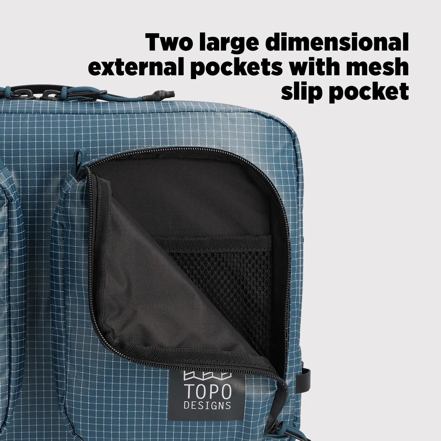 Topo Designs Apex Global Briefcase – Nylon Ripstop Fabric, Weatherproof Commuting Travel Pack with Oversized Zips, Made with 100% Recycled Materials (Black)