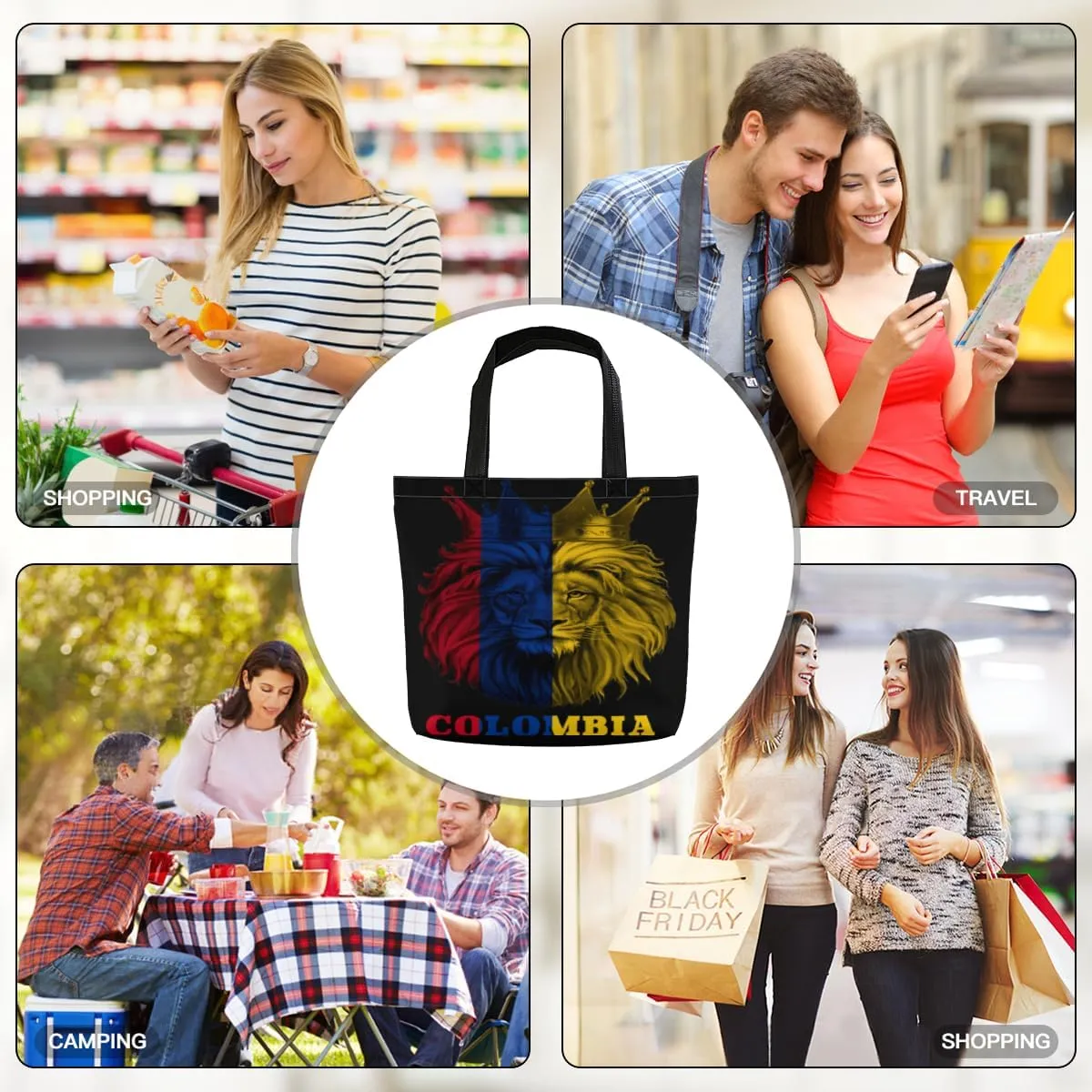 Tote Bag for Women Men Large Reusable Beach Shoulder Bags With Zipper for Gym Shopping Travel Gifts Yoga