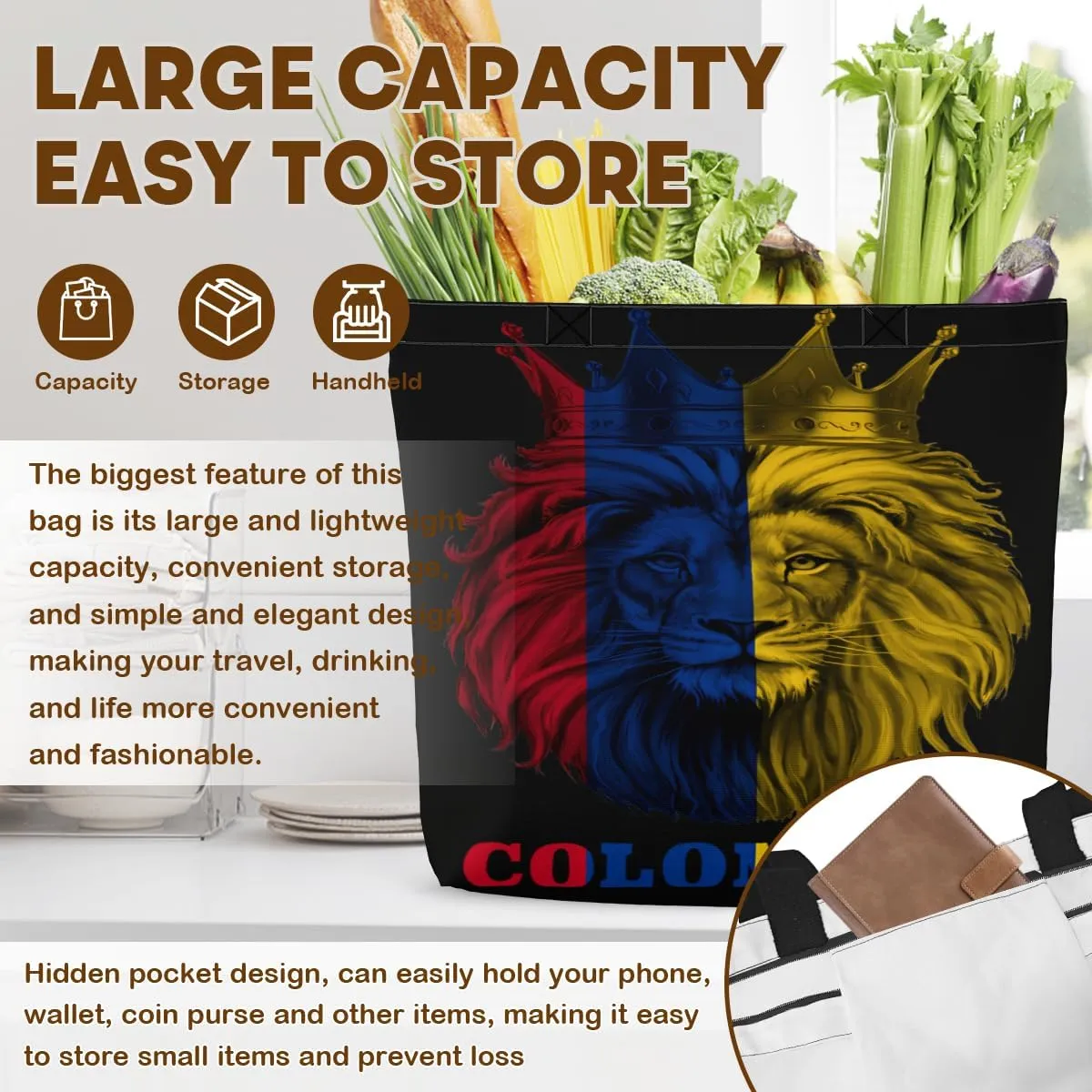 Tote Bag for Women Men Large Reusable Beach Shoulder Bags With Zipper for Gym Shopping Travel Gifts Yoga
