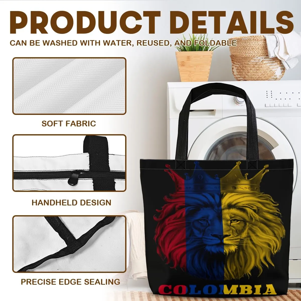 Tote Bag for Women Men Large Reusable Beach Shoulder Bags With Zipper for Gym Shopping Travel Gifts Yoga