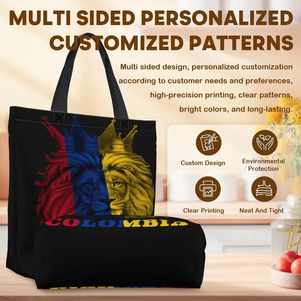 Tote Bag for Women Men Large Reusable Beach Shoulder Bags With Zipper for Gym Shopping Travel Gifts Yoga