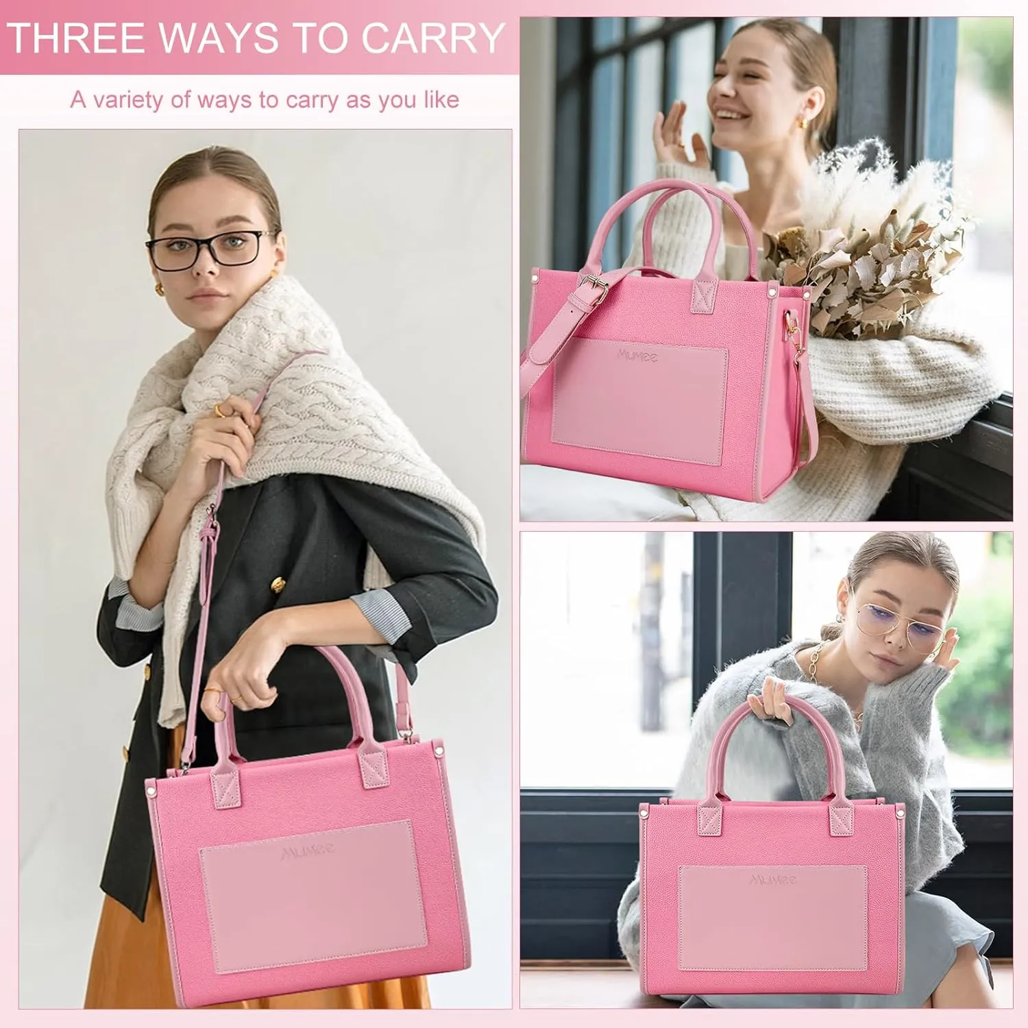 Tote Bag For Women The Leather Tote Bag with Zipper Boho Bags Shoulder Handbags for Work, Travel, Office