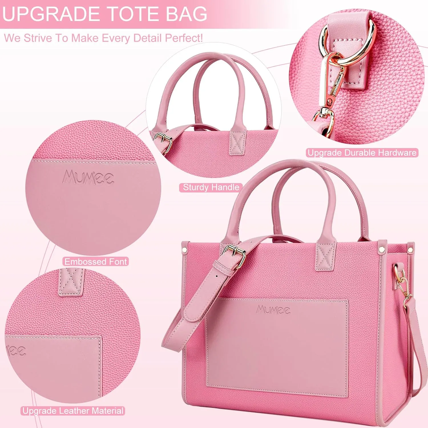 Tote Bag For Women The Leather Tote Bag with Zipper Boho Bags Shoulder Handbags for Work, Travel, Office